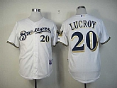 Milwaukee Brewers #20 Jonathan Lucroy White Stitched MLB Jersey,baseball caps,new era cap wholesale,wholesale hats
